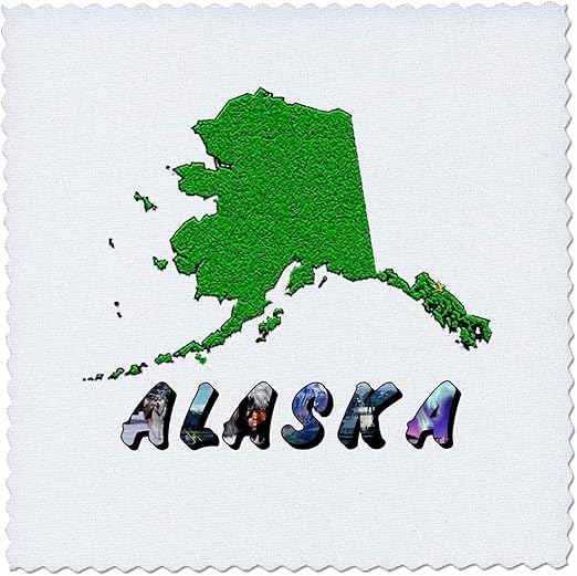 3dRose qs_47308_1 State Map of Alaska Quilt Square, 10 by 10-Inch