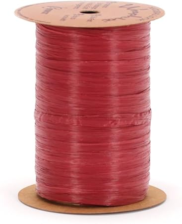 Berwick Offray 1/4'' Wide Matte Raffia Ribbon, Claret Red, 100 Yards