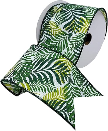 Morex Ribbon Wired Tropical Paradise Ribbon, 2-1/2 inches by 10 yards, Fern Green, 7565.60/10-607