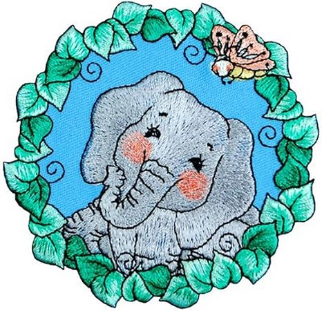 Expo Iron-on Embroidered Applique Patches, BaZooples Elsie Elephant