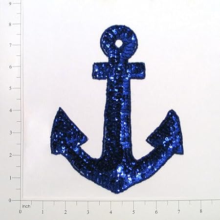 Expo International Anchor Sequin Patch Applique, Royal Blue