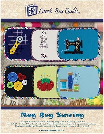 Lunch Box Quilts Mug Rug Sewing Applique Embroidery Designs Pattern