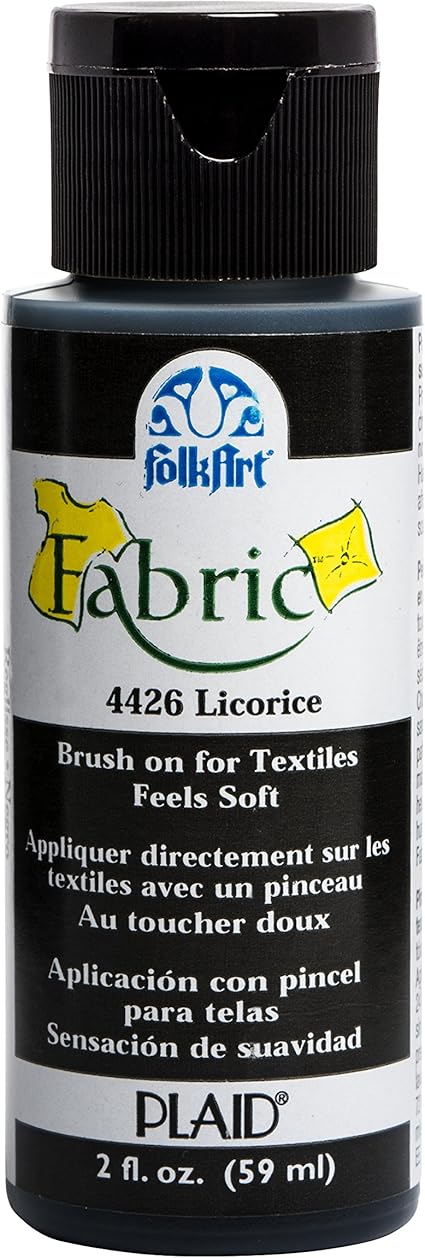 FolkArt 4426 Fabric Brush On Acrylic Paint, 2 oz, Licorice