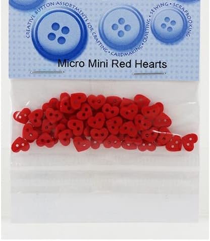 Dress It Up Micro Mini Red Hearts Button