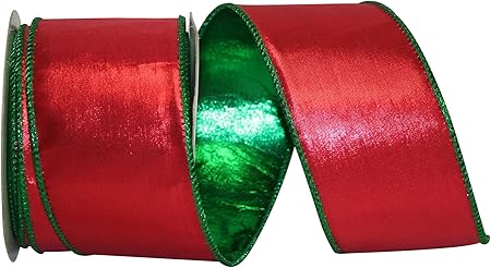 Reliant Ribbon Lame Luxury Wired Edge Ribbon, 2-1/2 Inch X 10 Yards, Red/green