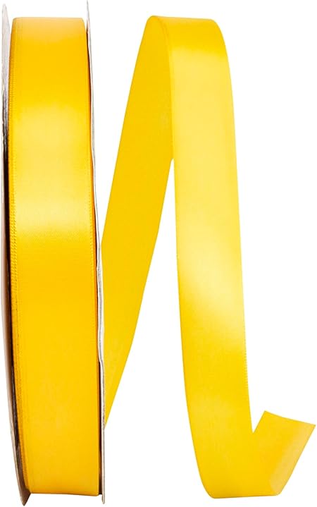 Reliant Ribbon Single Face Sfs Satin Ribbon, 7/8 Inch X 100 Yards, Yellow Gold