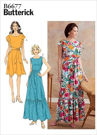 Butterick B6677A5 Easy Women's Sleeveless Dress Sewing Patterns, Sizes 6-14, White