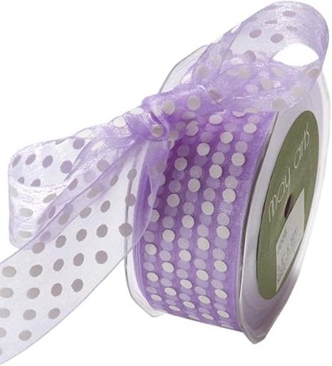 May Arts 3/8-Inch Wide Ribbon, Lavender Sheer Polka Dot