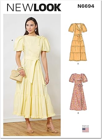 New Look Misses' Wrap Dress Sewing Pattern Kit, Code N6694, Sizes 6-8-10-12-14-16