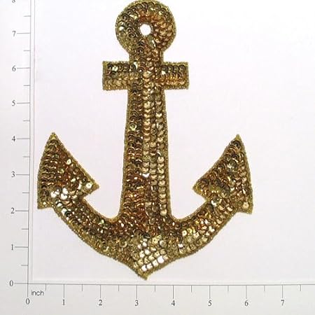 Expo International Anchor Sequin Patch Appliques, Gold