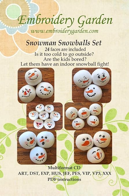 Embroidery Garden Snowman Snowball Set Pattern