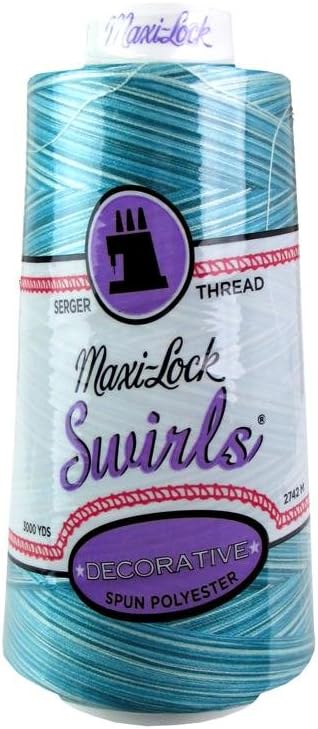 American & Efird Maxi-Lock Swirls Thread, Blue, 4.63 x 2.13 x 2.13