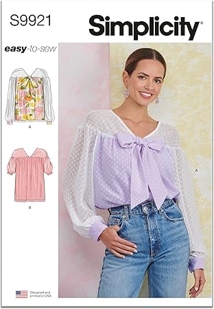 Simplicity Easy to Make Misses' Relaxed Fit Top Sewing Pattern Packet, Design Code S9921, Sizes 18-20-22-24-26, Multicolor