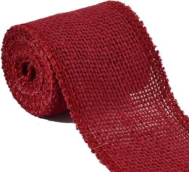 uxcell Jute Gift Tags Wedding Belt Rope Cord String Pack Strap Crafting Burlap Ribbon Roll 2.2 Yard 6cm Wide Burgundy