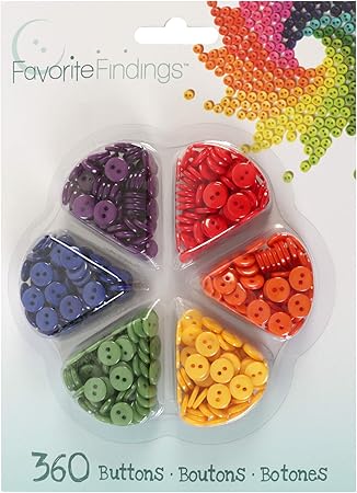 Blumenthal Lansing , 360pc, Red, Orange, Yellow, Green, Blue, Purple Assorted Craft and Sewing Buttons