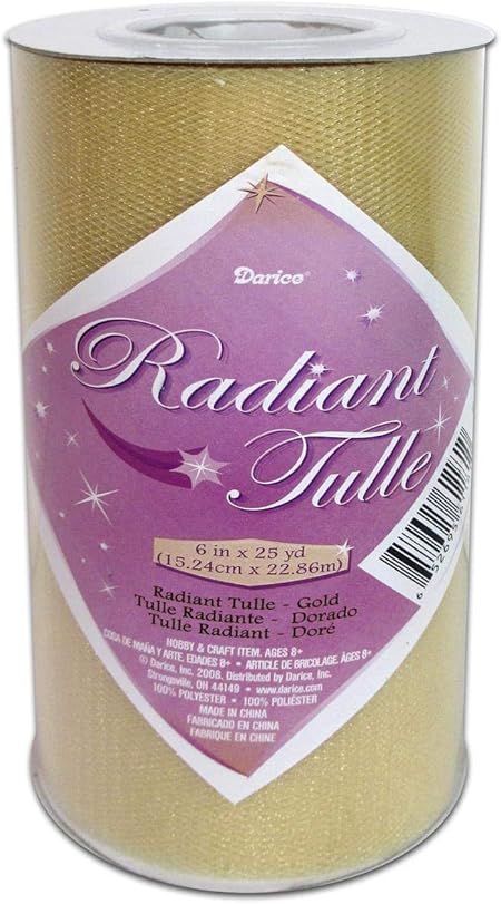 Darice 2913-24 6-Inch-by-25-Yard Sparkle Tulle, Gold