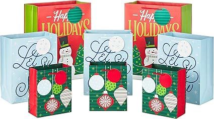 Hallmark Holiday Gift Bag Assortment (8 Gift Bags: 3 Small 6