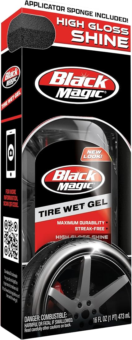 Black Magic 5072647 Tire Wet Gel, 16 oz - Thick Clinging Formula Sticks To Tires To Produce Minimal Sling and a Glossy Shine