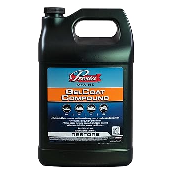 Presta Marine GelCoat Compound for Marine and Industrial Use, VOC Compliant/Water-Based/Reduces Buffing Time/Removes Oxidation/No Waxes or Fillers 1 gal(167501)