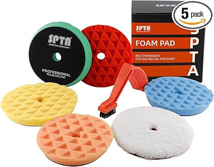 Polishing Pads, 5Pc 6 Inch 150mm Orbital Buffer Polisher Pads and 1Pc Microfiber Buffing Pads, Foam Polish Pad for Compounding, Polishing and Waxing, for 6''/150mm Backing Plate Car Polisher -TPPMIX