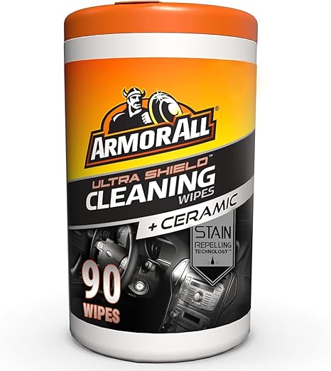 Armor All Ultra Shield + Ceramic Cleaning Wipes by Armor All, Car Interior Cleaner Wipes with Stain-Repelling Technology, 90 Count