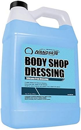 Nanoskin Body Shop Dressing 1 Gallon - Body Shop Safe, Silicone Free Formula | Restores Deep Black Color on Exterior Tires, Vinyl, Rubber, Plastic & Trim | Safe for Cars, Trucks, RVs, Boats & More