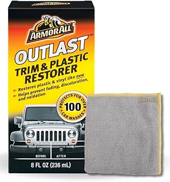 Outlast Trim & Plastic Restorer Bundle - Rejuvenates Dull & Discolored Exterior Trim - Plastic & Rubber Restorer - Restores Like New - Car Trim Restorer - Plastic Restorer for Cars - 8 oz