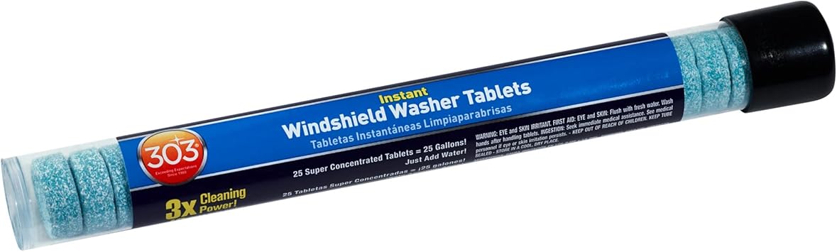 303 (230395) Products Automotive Instant Windshield Washer - 3x Cleaning Power - Super Concentrated Tablets - Just Add Water, 25 Tablet