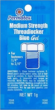 Permatex 09978 Counterman's Choice Medium Strength Threadlocker Blue, 1 g Pouch