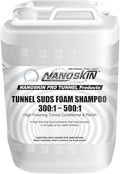 Nanoskin Automatic Car Wash Series TUNNEL SUDS Foaming Shampoo, for Foamer Units, Direct Injection Equipment, Hydrominder Premix (Dilution 300:1~500:1), 5 Gallons