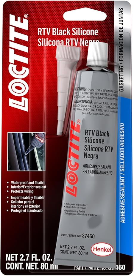 LOCTITE Black RTV Silicone Adhesive Sealant for Automotive: General Purpose Indoor & Outdoor Sealant, Waterproof, Flexible, High-Temperature, Black, 80 ml Tube (PN: 37460-491979)