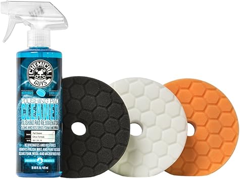 Chemical Guys BUFX702 Hex-Logic Quantum Buffing Pad Sampler Kit, 16 fl. oz (4 Items) (5.5 Inch Fits 5 Inch Backing Plate)