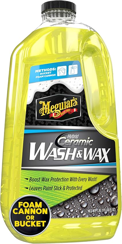 Meguiar's Hybrid Ceramic Wash & Wax - Sophisticated Car Wash Gently Cleans and Adds Shine and Slickness While Boosting Paint with Hybrid Ceramic Wax and Extreme Water Beading - 48oz