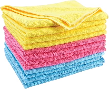 Performance Tool W1482 12 Pack Microfiber Towels, 12 x 16 Inches (30cm x 40 cm), Textured, Nonabrasive, Machine Wash and Dry, for Detailing, Washing, Dusting, Polishing, and Wiping Glass