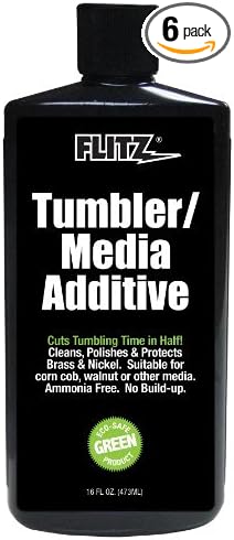 Flitz Metal Tumbler Media Additive, Cut Your Tumbling Time in Half, Non-Ammonia Based Formula Works Great on All Metals, 16 oz. Bottle - 6-Pack