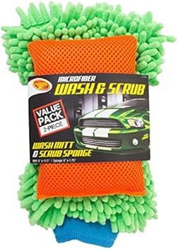 Detailer's Choice 3-543 Microfiber Wash Mitt and Scrub Sponge Combo Pack