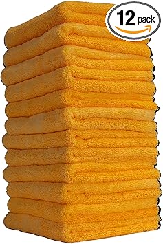 Chemical Guys MIC_506_12 Professional Grade Premium Microfiber Towels, Gold (16 Inch x 16 Inch) (Pack of 12) - Safe for Car Wash, Home Cleaning & Pet Drying Cloths