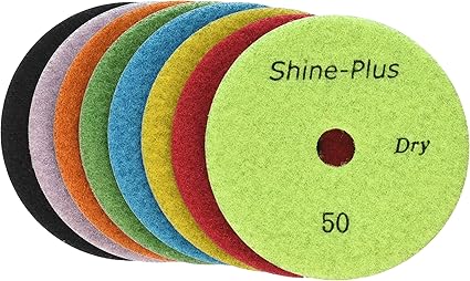 DPP5SETB 5-Inch Shine-Plus Dry Diamond Polishing Pads Black Buff, Set of 8