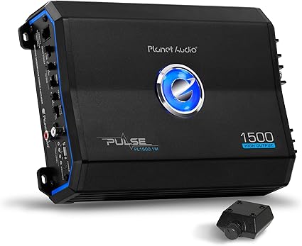 Planet Audio PL1500.1M Monoblock Car Amplifier - 1500 Watts, 2/4 Ohm Stable, Class A/B, Mosfet Power Supply