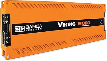 1-Ch Vehicle Audio Bass Amplifier - High-Powered Mono Bass Amplifier w/Subsonic Filter and Low Pass Filter Stable at 1 ohm, LED Indicators, Sound Specialization, Orange - Banda VIKING15000ORANGE