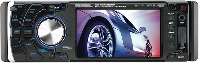 Sound Storm Laboratories SD354 In-Dash DVD/MP3/CD AM/FM Receiver with 3.6-Inch Widescreen TFT Monitor with USB, SD/MMC Card Ports and Front AV Input