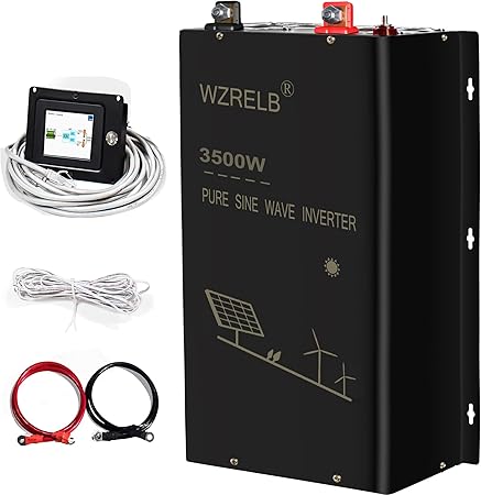 WZRELB 3500W 48V Pure Sine Wave Inverter,48 Volt DC to AC 120V 240V Split Phase Power Inverter,7KW Surge,5 AC Outlets,AC Hardwire Terminal,15ft LCD Remote Panel