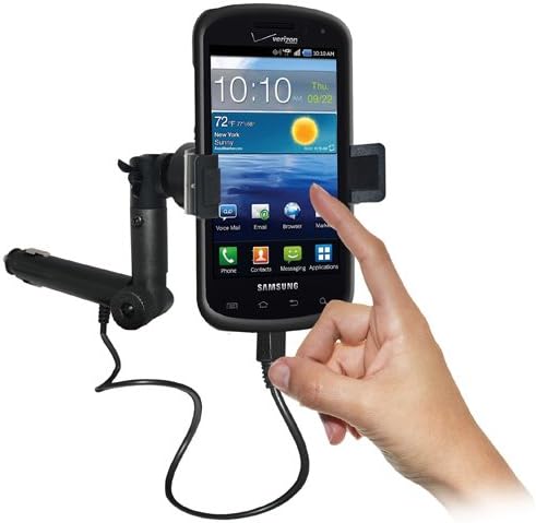 Amzer AMZ93442 Lighter Socket Phone Car Mount with Charging and Case System for Samsung Stratosphere SCH-I405 - Retail Packaging - Black