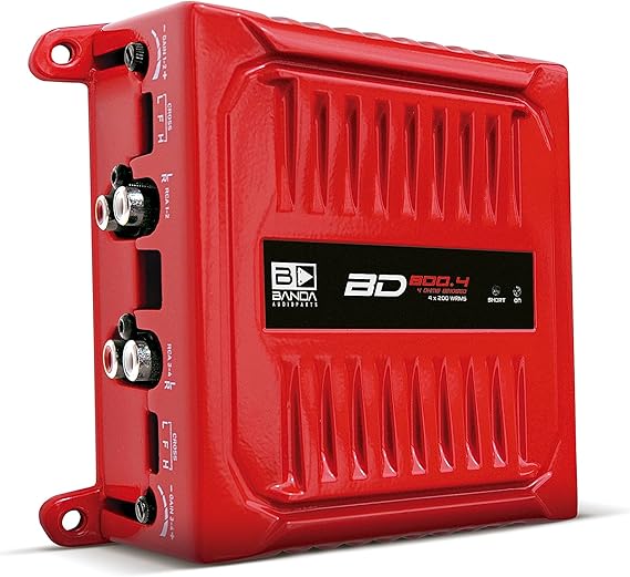 BD800.42OHMRED 800 Watts 4 Channel 2 Ohm Full Range Car Audio Amplfier 4 x 200 Watt Rms 4 Ohms Bridged - Red