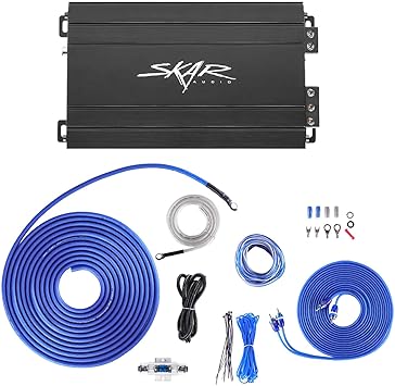 Skar Audio SK-M5001D 500 Watt Monoblock Car Amplifier with 8 Gauge OFC Skar Audio Amp Wiring Kit Bundle