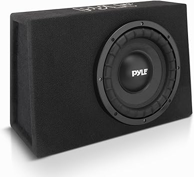 Pyle Slim Subwoofer Box System - 500 Watts, Perfect for Mount Car Truck Audio Powered Subwoofer Enclosure, High Powered 10-inch Woofers with a Non-Pressed Paper Cone - PSBS10,Black