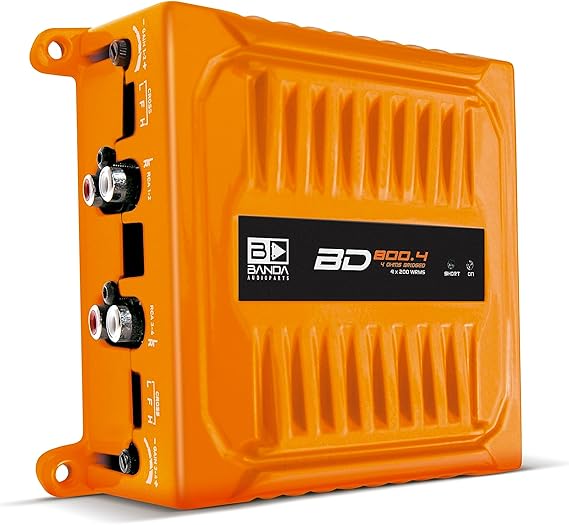 BD800.42OHMORANGE 800 Watts 4 Channel 2 Ohm Full Range Car Audio Amplfier 4 x 200 Watt Rms 4 Ohms Bridged - Orange