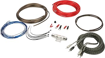 Scosche X2AKA65 8 Gauge CCA High Current Amp/Subwoofer Wiring Kit - Complete Car Amplifier Installation Kit with RCA Audio Cables, Speaker Wire and In-Line Fuse Holder