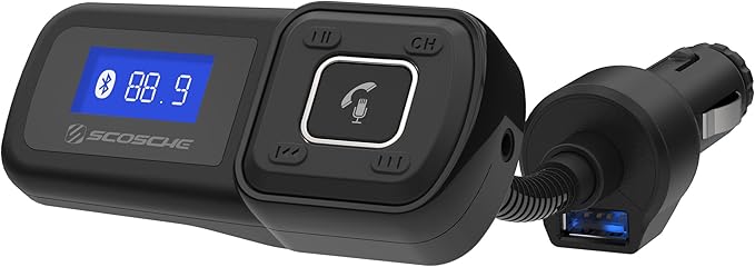 Scosche BTFM2A BTFREQ Universal Bluetooth Hands-Free Car Kit with Digital FM Transmitter and 10-Watt USB Car Charger, Stream Smartphone Audio