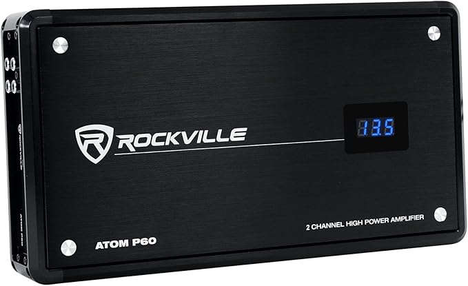 Rockville Atom P60 4800 Watt Peak/1200w RMS 2 Channel Car/ATV Amplifier w Meter